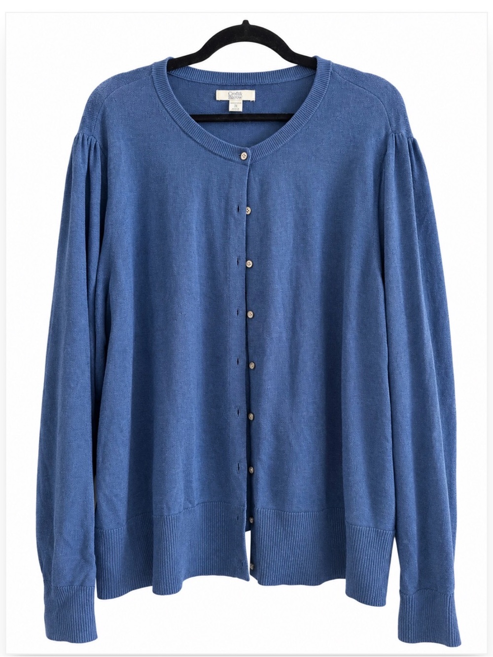 Croft & Barrow Women’s Plus 2X Blue Button Front Cardigan Sweater